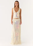 Erinah Sequin Maxi Skirt Yellow