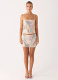 Elyna Beaded Mini Skirt Swirl Sequin