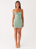 Vietta Sequin Cami Micro Mini Dress Mint
