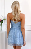 Luke Blue Sequin Strapless Party Mini Dress