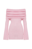 Marisol Off Shoulder Boucle Mini Dress Baby Pink