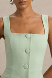 Aceline Light Green Square Neck Tailored Jumpsuit