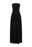 Maureen Cotton Shirring Maxi Dress Black