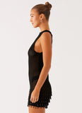 Miracle Beaded Crochet Mini Dress Black