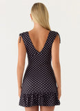 Acacia Mini Dress Black Polkadot