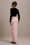 Love Spell Black Velvet Plunge Neck Maxi Dress With Pink Satin Skirt