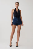 Dan Diamante Denim Shorts Midnight Blue