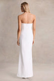 Dreamy Whispers Cream Strapless Ruffle Split Maxi Dress