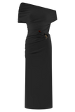 Kendra Scuba Jersey Midi Dress With Hardware Black