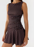 Kelda Mini Dress Chocolate Blue Dot
