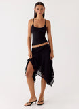 Kia Low Rise Asymmetrical Midi Skirt Black
