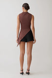 Suong High Neck Gathered Top Mocha