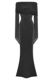 Kaitlin One Shoulder Slinky And Mesh Maxi Dress Black