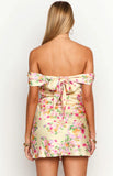 Primrose Yellow Bloom Off the Shoulder Mini Dress