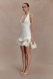 Willowmena Halter Neckline Mini Dress With Tubed Hem White