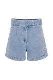 Kylee Embroidered Shorts Mid Blue