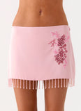 Heavenward Wrap Mini Skirt Pink