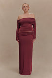 Judy Slinky And Mesh Maxi Skirt Wine