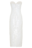 Maisie Strapless Sequin Midi Dress White