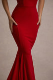 Impress Me Red Strapless Bandeau Fishtail Maxi Dress