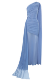 Asher Slinky One Shoulder Maxi Dress Cornflower Blue