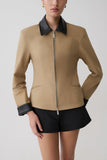 Solange Zip Up Collared Jacket Natural