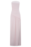 Bex Strapless Slinky Maxi Dress With Split Pale Pink