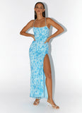 Bright Lights Beaded Maxi Dress Blue