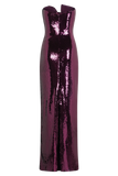 Winston Strapless Sequin Maxi Dress Plum