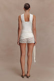 Liora Crochet Shorts With Knit Overlay Ivory