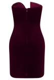 Paulina Velvet Strapless Mini Dress Wine