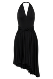 Zelda Asymmetric Slinky Midi Dress Black