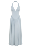 Angelina Scuba Halter Midi Dress Pale Blue