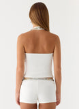 Rosmunda Beaded Mini Shorts White