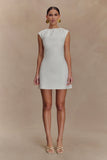 Ariana Pleated Neck Mini Dress Ivory