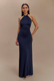 Elyna Slinky Halter Maxi Dress Navy