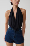 Huyen Cowl Front Modal Top Black