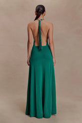Meg Halter Tassel Maxi Dress Emerald