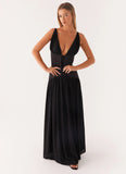 Dafina Satin Maxi Dress Black