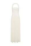 Stacie Pleated Halter Maxi Dress Ivory