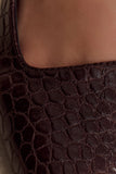 Maren Faux Leather Crocodile Heel Chocolate