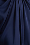 Tina Navy Satin Plunge Neck Embellished Maxi Dress