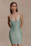 Jasmyn Hot Fix Mini Dress With Mesh Back Mint