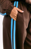 Kosie Chocolate And Blue Stripe Track Pants