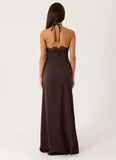 Samaria Halter Maxi Dress Chocolate
