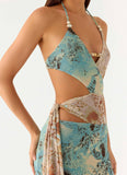 Rebel Beaded Maxi Dress Aqua Blur