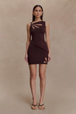 Brock Asymmetrical Neckline Knit Top Dark Chocolate