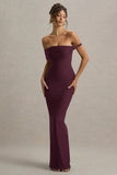 Melika Burgundy Twisted Bardot Maxi Dress