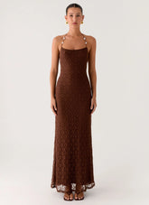 Promise Me Lace Maxi Dress Chocolate