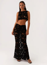 Fiorella Floret Maxi Skirt Black